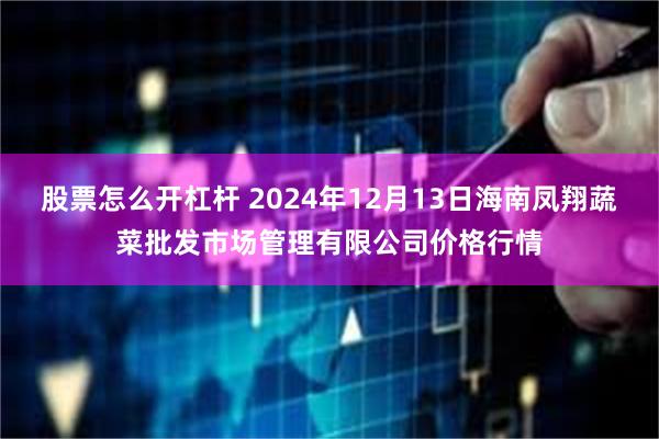 股票怎么开杠杆 2024年12月13日海南凤翔蔬菜批发市场管理有限公司价格行情