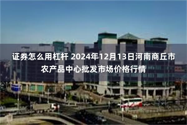 证券怎么用杠杆 2024年12月13日河南商丘市农产品中心批发市场价格行情