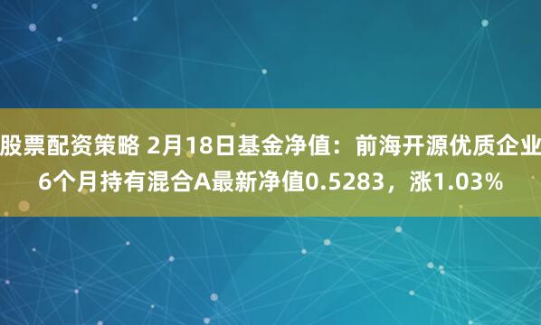 股票配资策略 2月18日基金净值：前海开源优质企业6个月持有混合A最新净值0.5283，涨1.03%